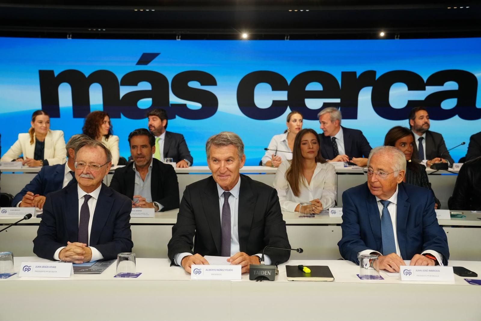 Vivas durante su participación en la reunión de la Junta Directiva Nacional del PP, junto a Núñez Feijóo y Juan José Imbroda