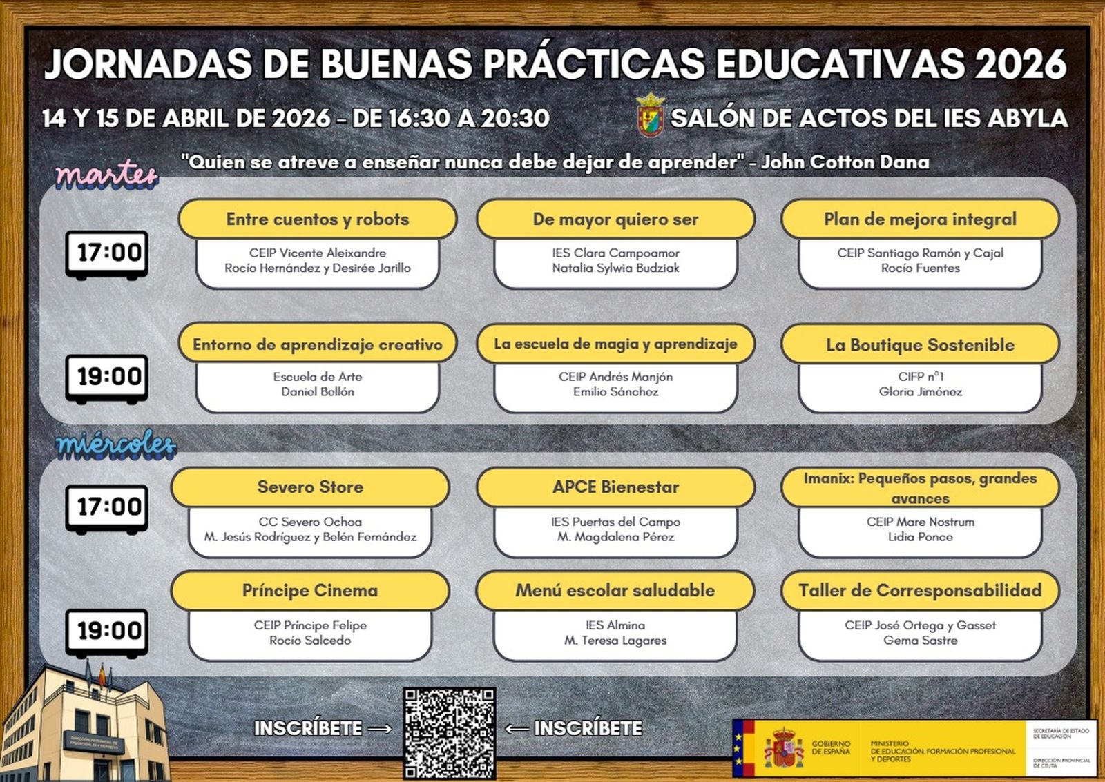 Actividades en las Jornadas de Buenas Prácticas Educativas que se celebrarán en abril en el IES ABYLA
