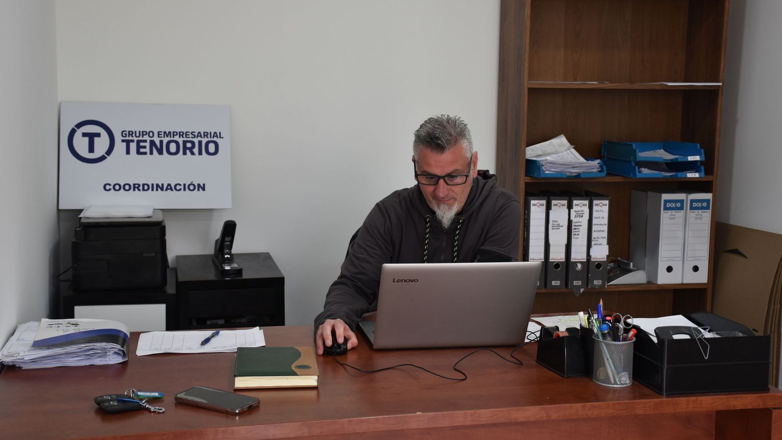 Oficina de coordinación del Grupo Tenorio en su nueva sede en Muelle de Poniente