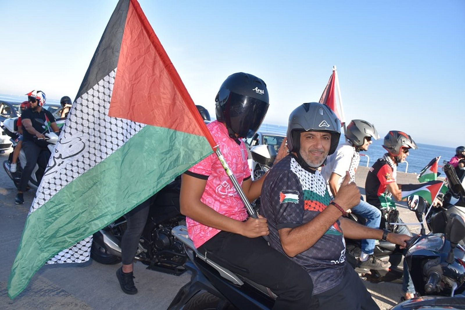 Concentración de moteros por Palestina