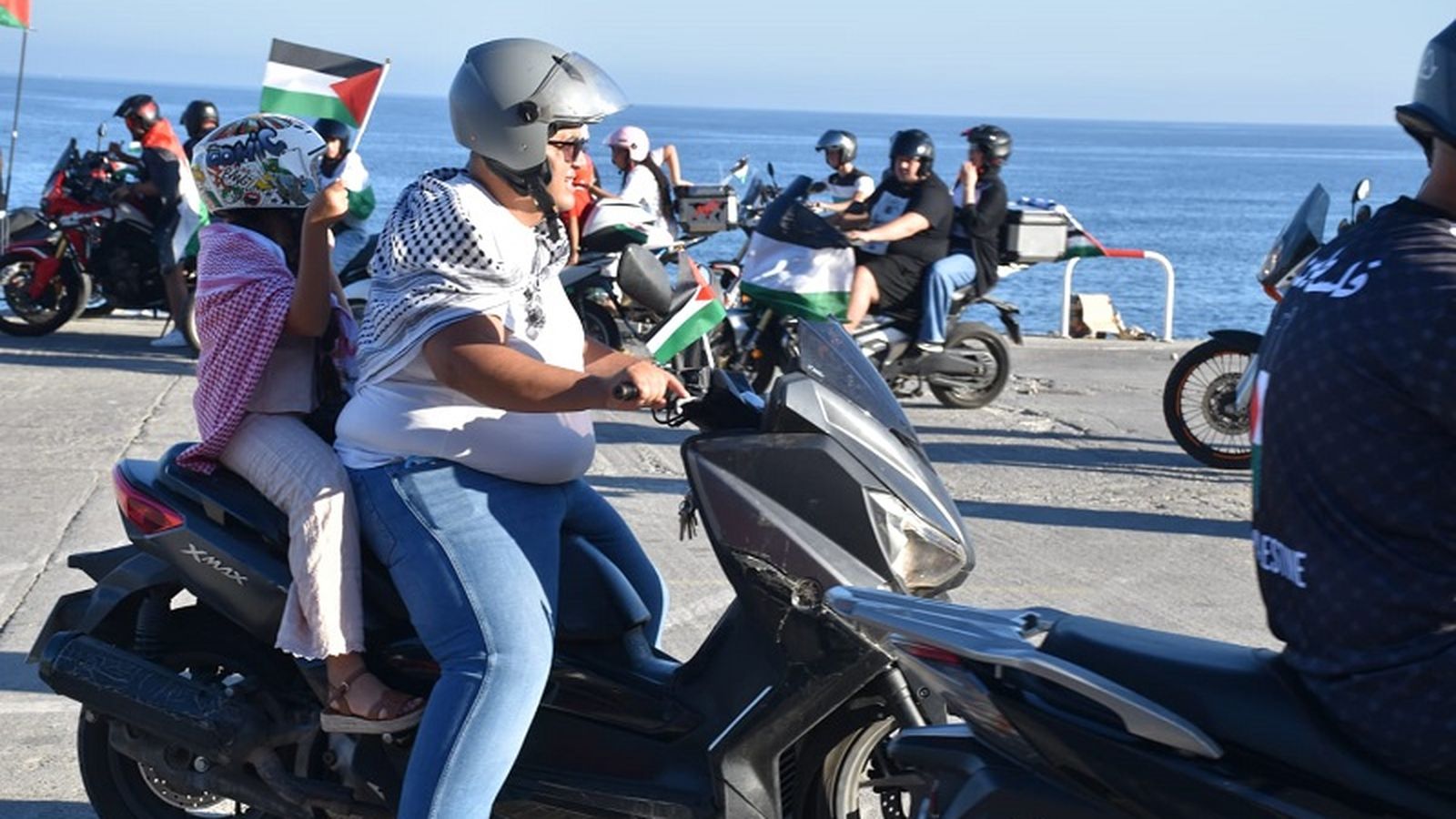 Concentración de moteros por Palestina