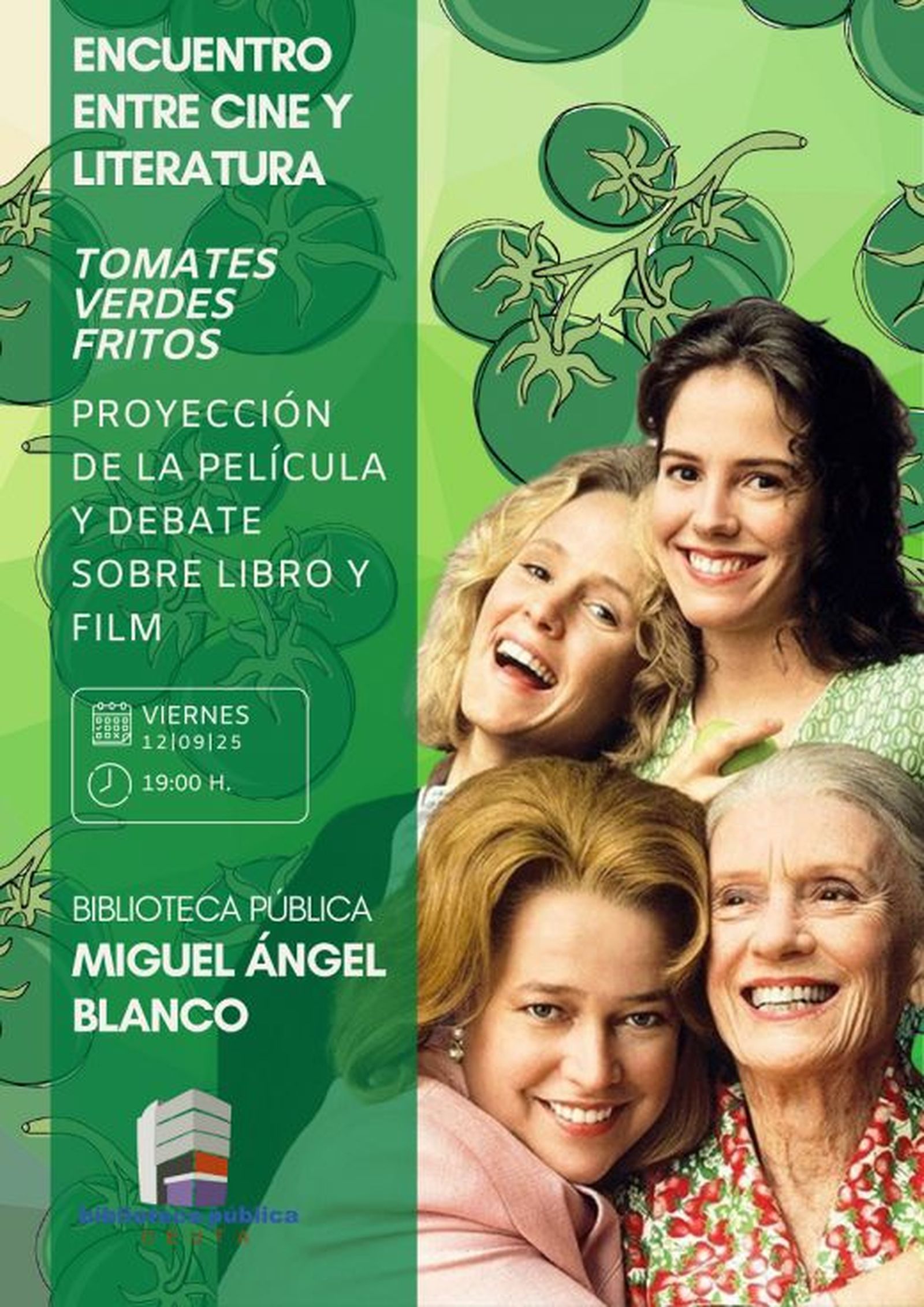 Cartel de promoción del encuentro entre cine y literatura, que tiene un error, ya que dará comienzo a las 18:30. / FOTO CEDIDA