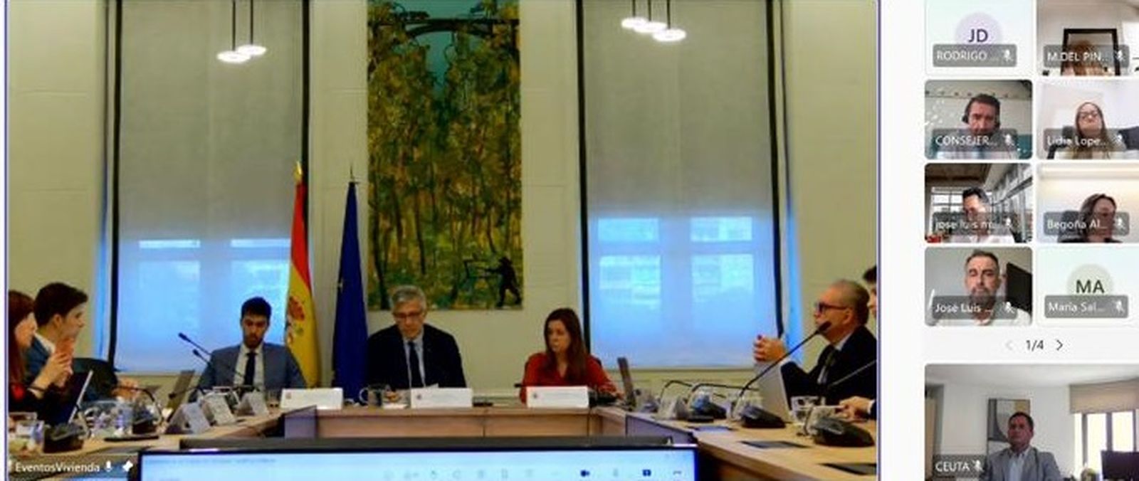 Un momento de la runión de la sectorial de Vivienda, en la que Ramírez ha participado por videoconferencia