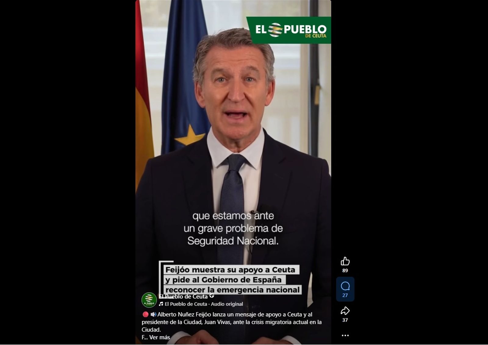 Feijóo exige declarar la emergencia nacional ante la crisis migratoria en Ceuta