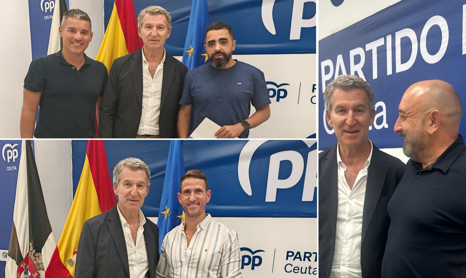 Diversas instantáneas de Feijóo con los participantes en la reunión