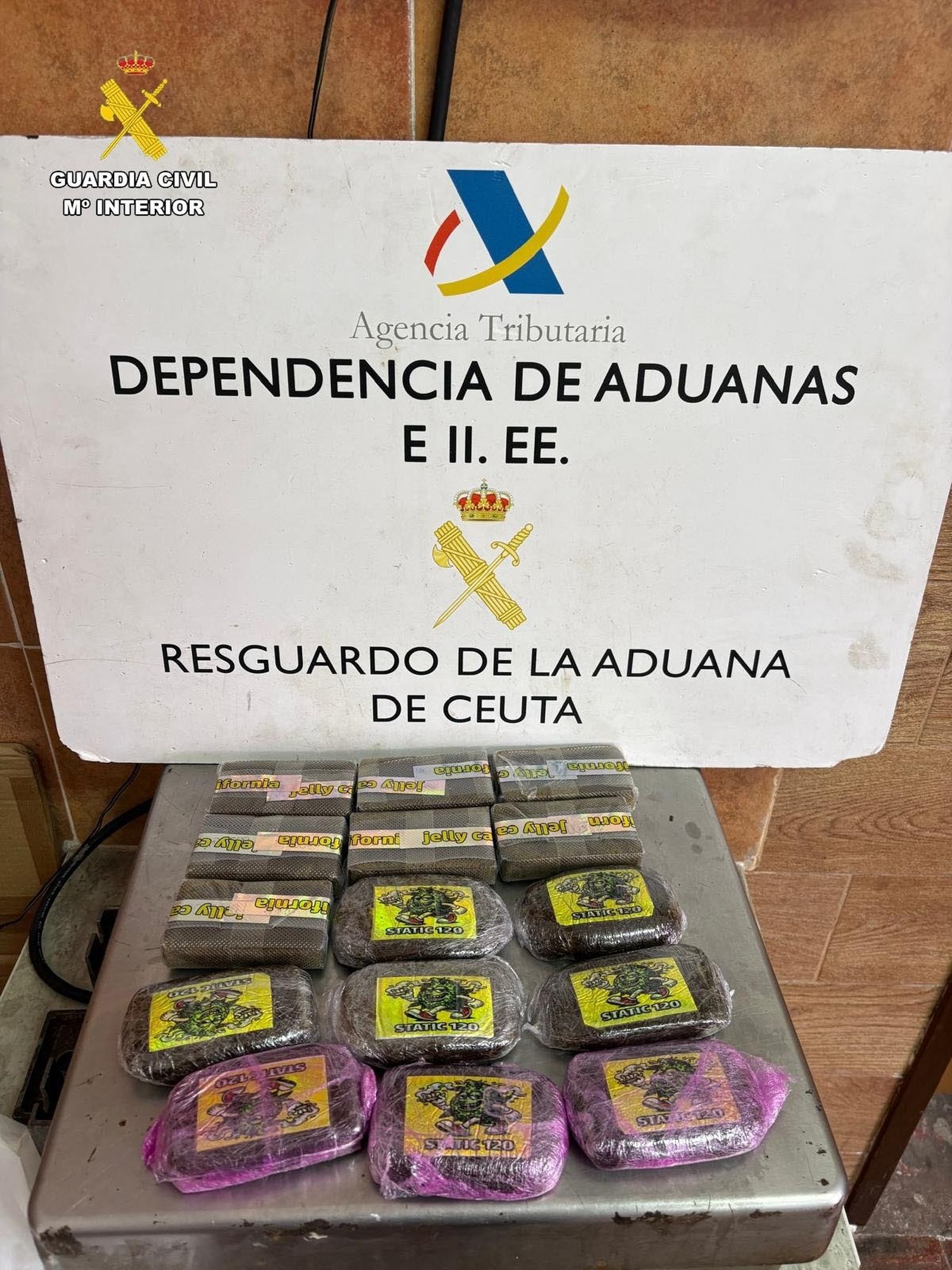 La droga incautada por los agentes de la Guardia Civil
