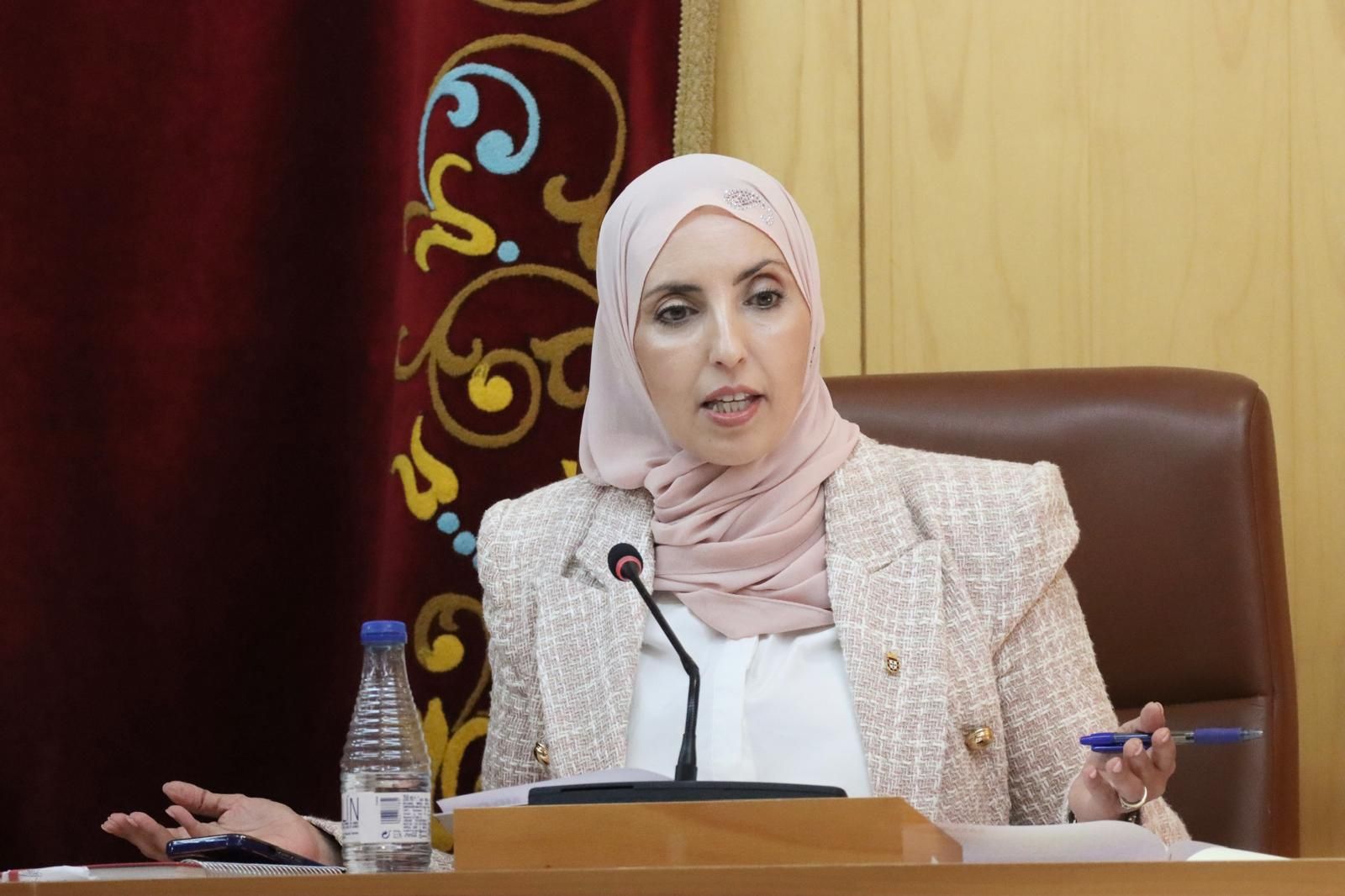 La diputada del MDyC, Fatima Hamed, durante el pleno de este miércoles, en el que propuso presionar al Gobierno nacional por la crisis del IMSERSO