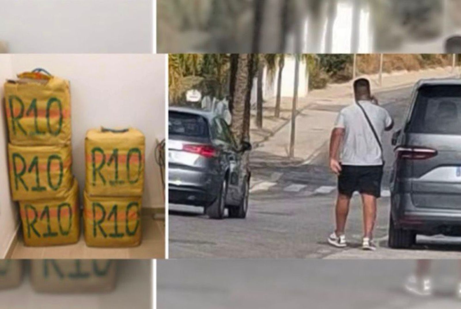 Pie: imagen de la droga incautada en este operativo y de uno de los que la transportó.