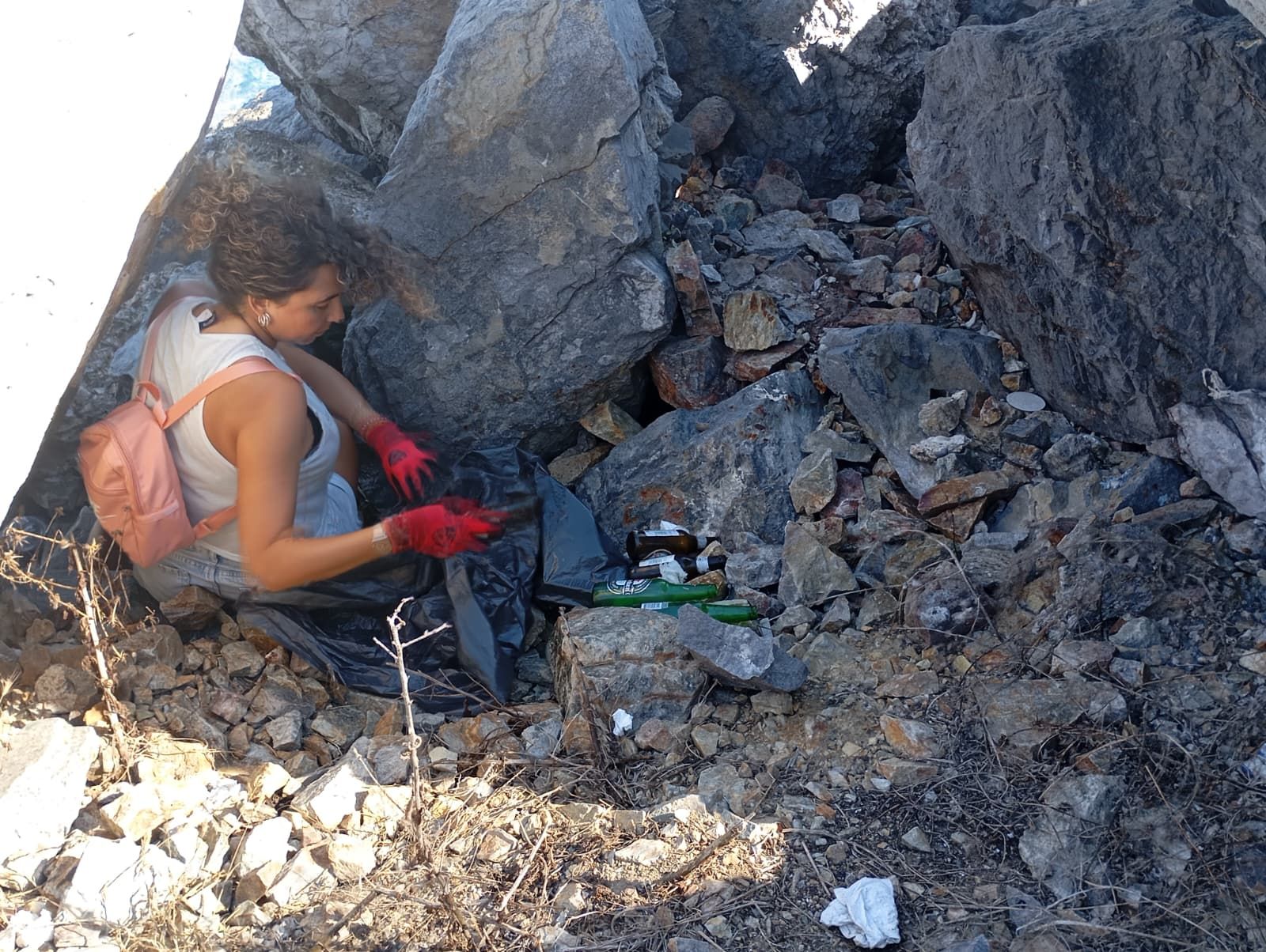 Bonita mañana ecológica en la playa de San Amaro
