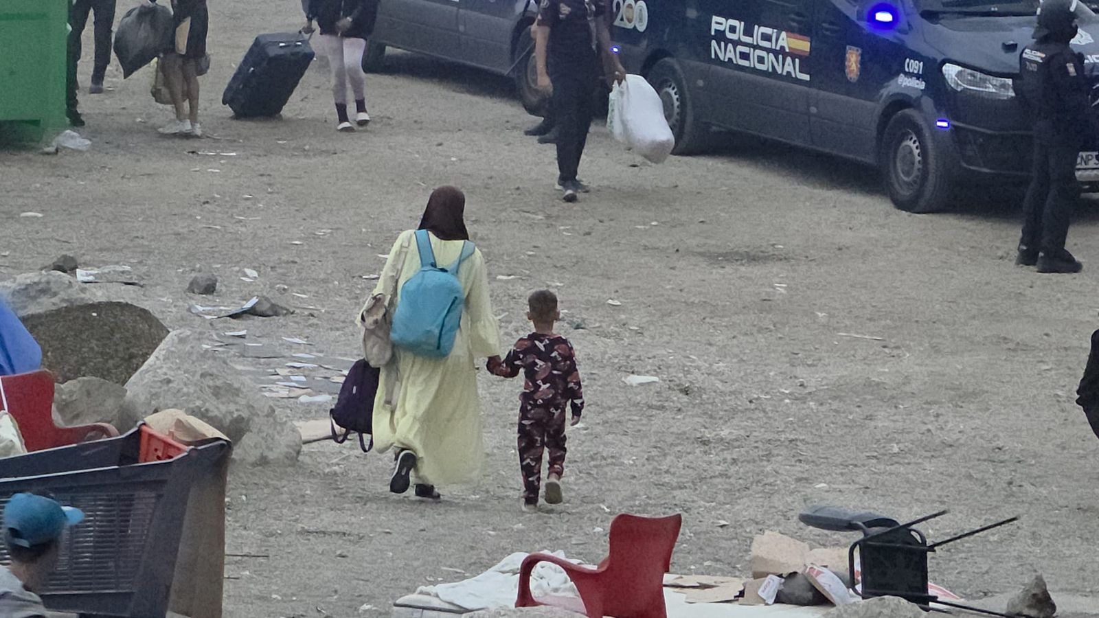 Despliegue policial para el desalojo parcial del Trampolín