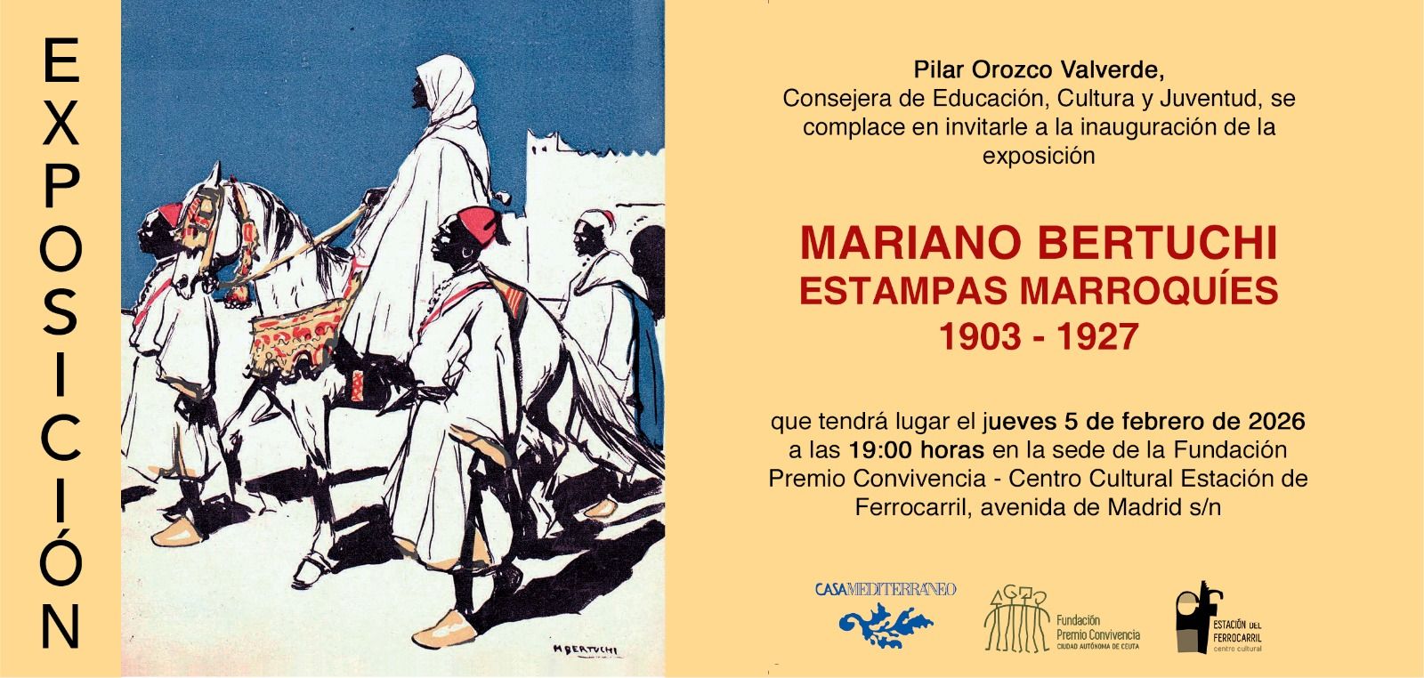 Invitación a la inauguración de la exposición de obras de Mariano Bertuchi