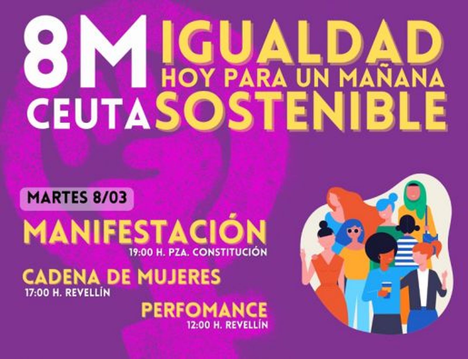 Cartel de actividades por el 8M de la Plataforma Feminista. / FOTO CEDIDA