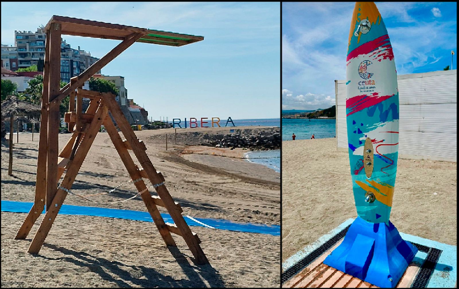 Se han instalados doce duchas nuevas con un diseño de tabla de surf en las diferentes playas de la ciudad