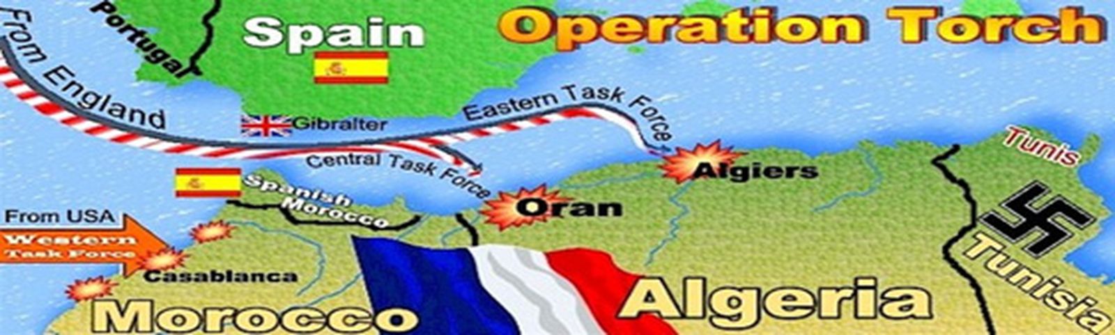 Mapa de la Operación Torch. / FOTO CEDIDA