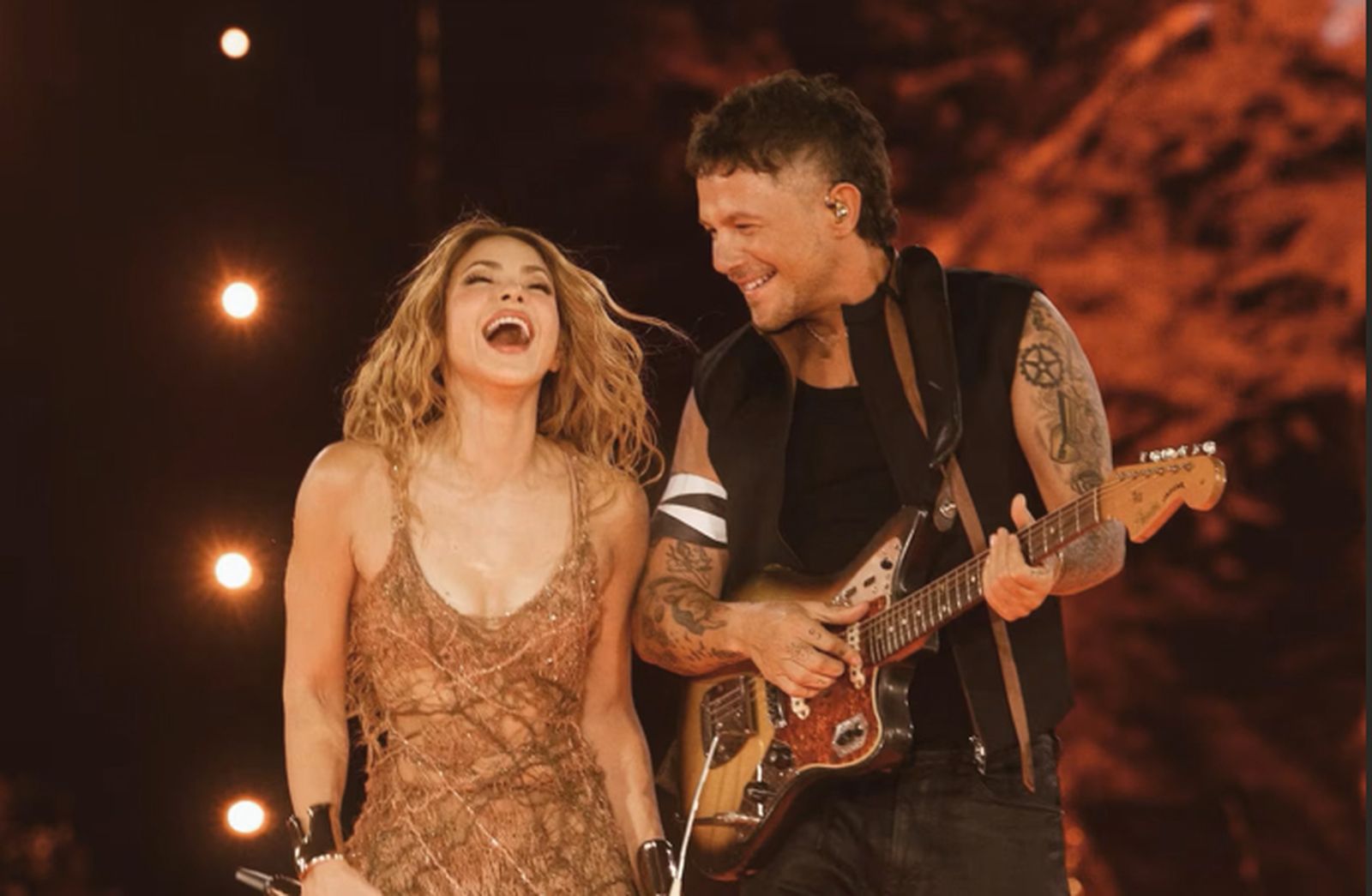 Sanz, durante su actuación junto a Shakira en Madrid