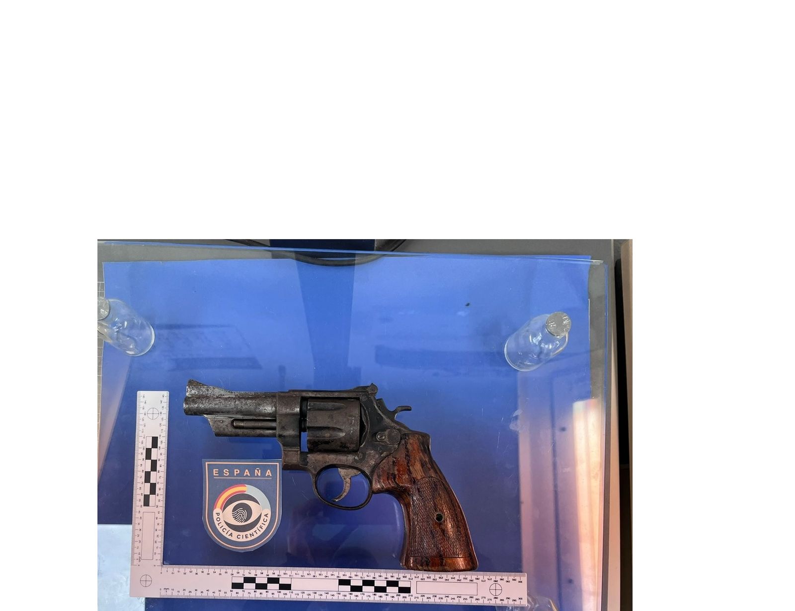 El arma de fuego presuntamente empleada que provocó lesiones en uno de los encartados