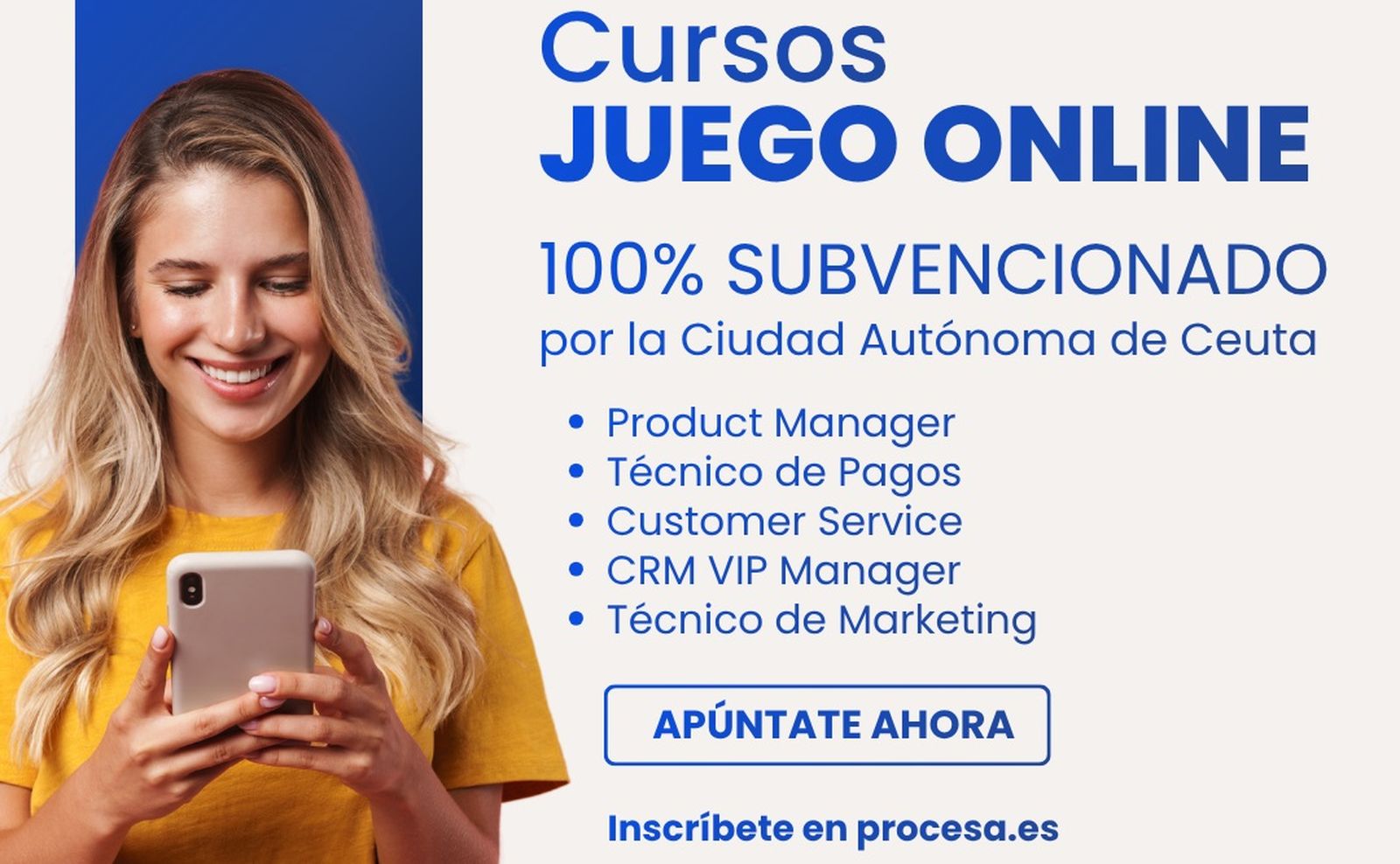 Cartel del curso de juego online