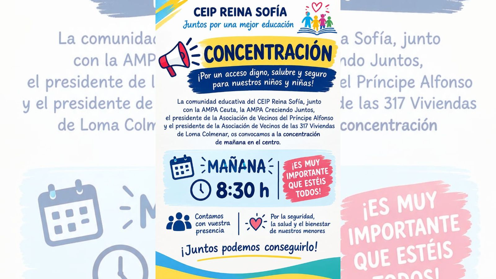 Cartel de la concentración en el CEIP Reina Sofía