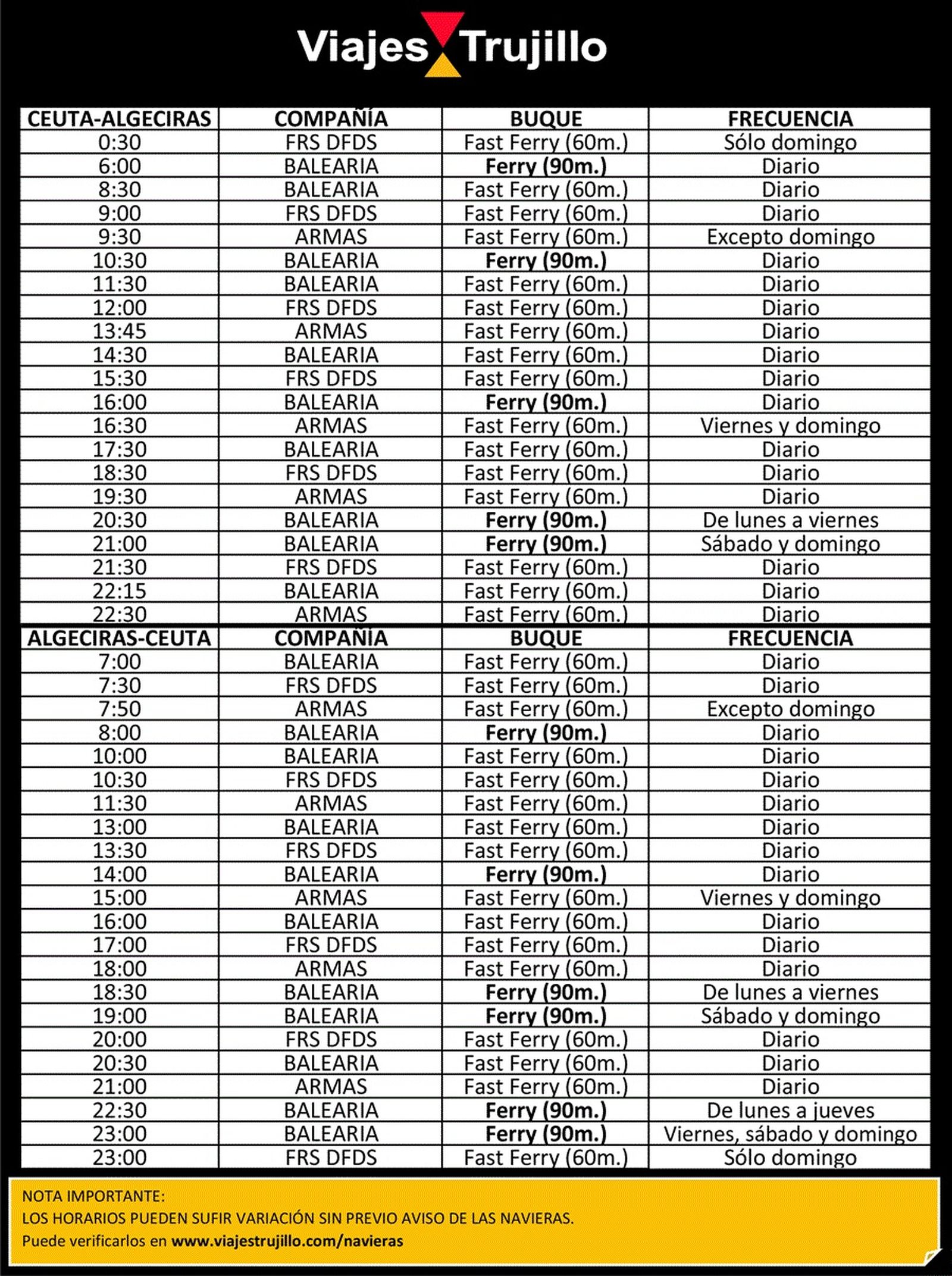 horarios barcos ferry ceuta algeciras