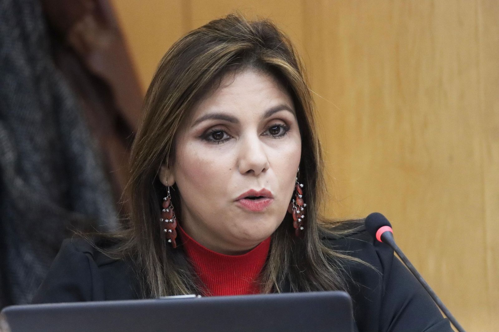 La consejera de Sanidad y Servicios Sociales, Nabila Benzina, durante el pleno de este viernes