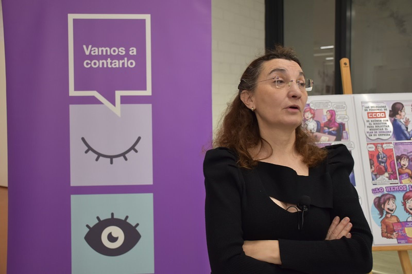La secretaria de Mujeres, Igualdad y Condiciones de Trabajo de CCOO, Begoña Marugán, en la Biblioteca del Morro este miércoles. / FOTO NICOL´S
