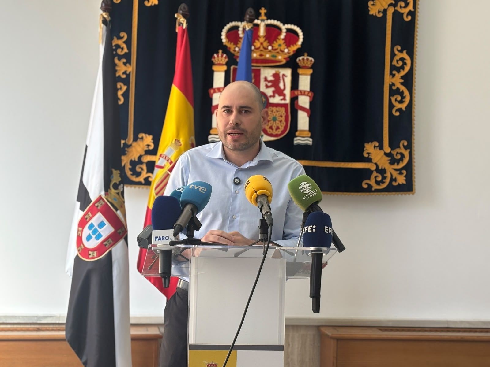 Pérez Triano, durante su comparecencia de este lunes en la sede de la Delegación del Gobierno