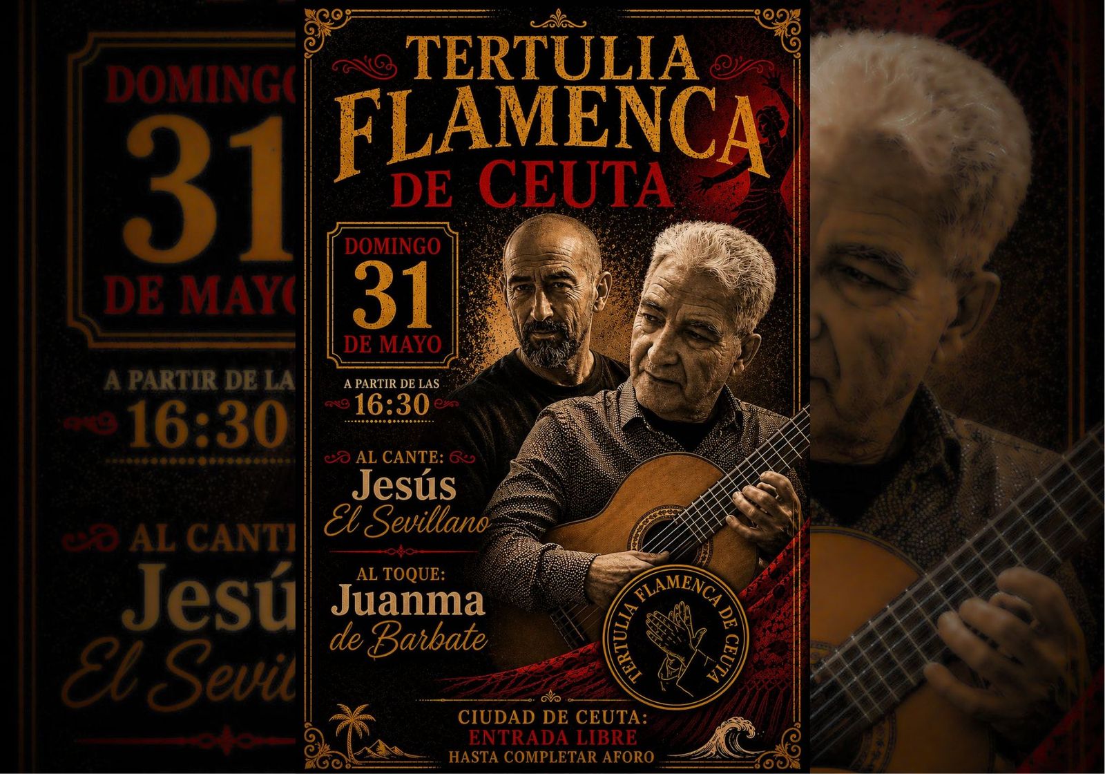 Cartel que anuncia la actuación de este domingo en la Tertulia Flamenca.
