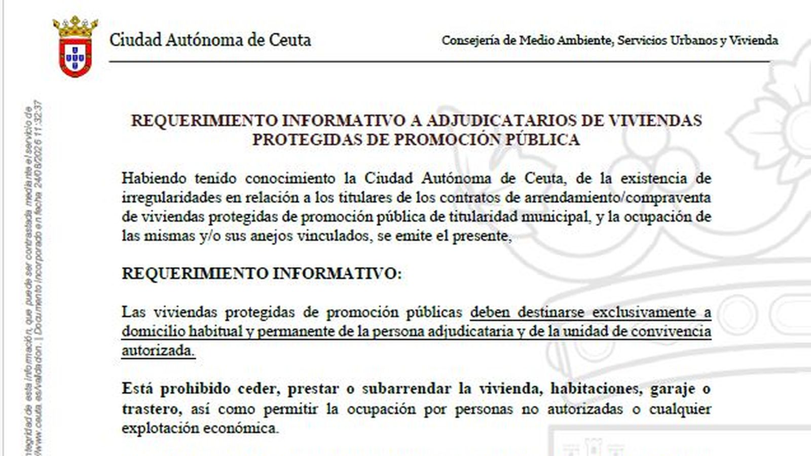 Documento remitido a los vecinos de Loma Colmenar