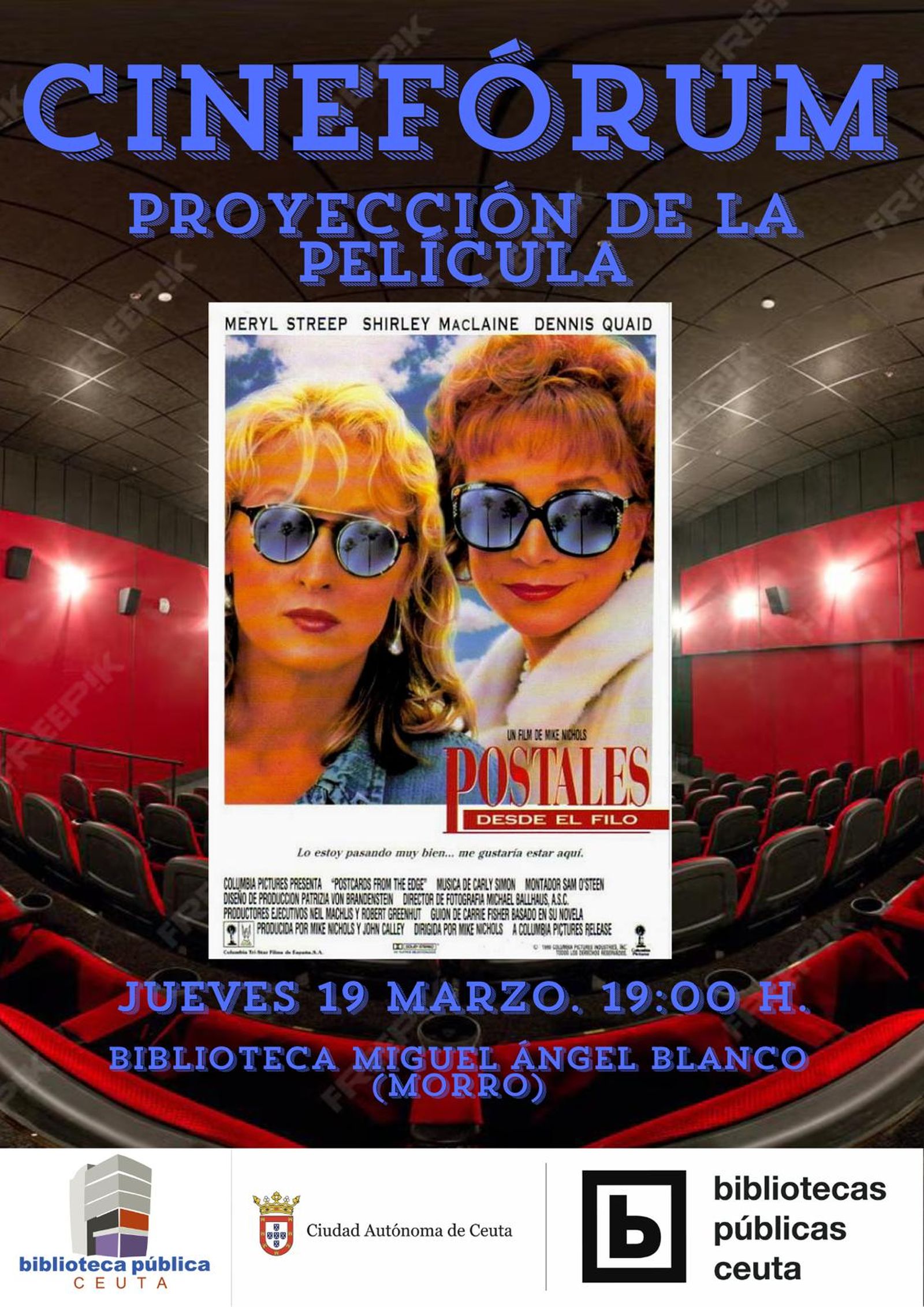 Cartel del cinefórum de la biblioteca del morro