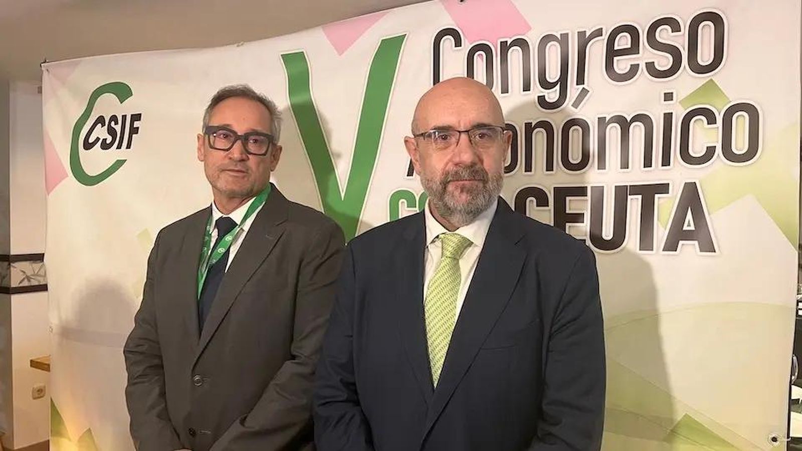 El presidente de CSIF España, Miguel Borra, junto al responsable en Ceuta, Juan Iglesias