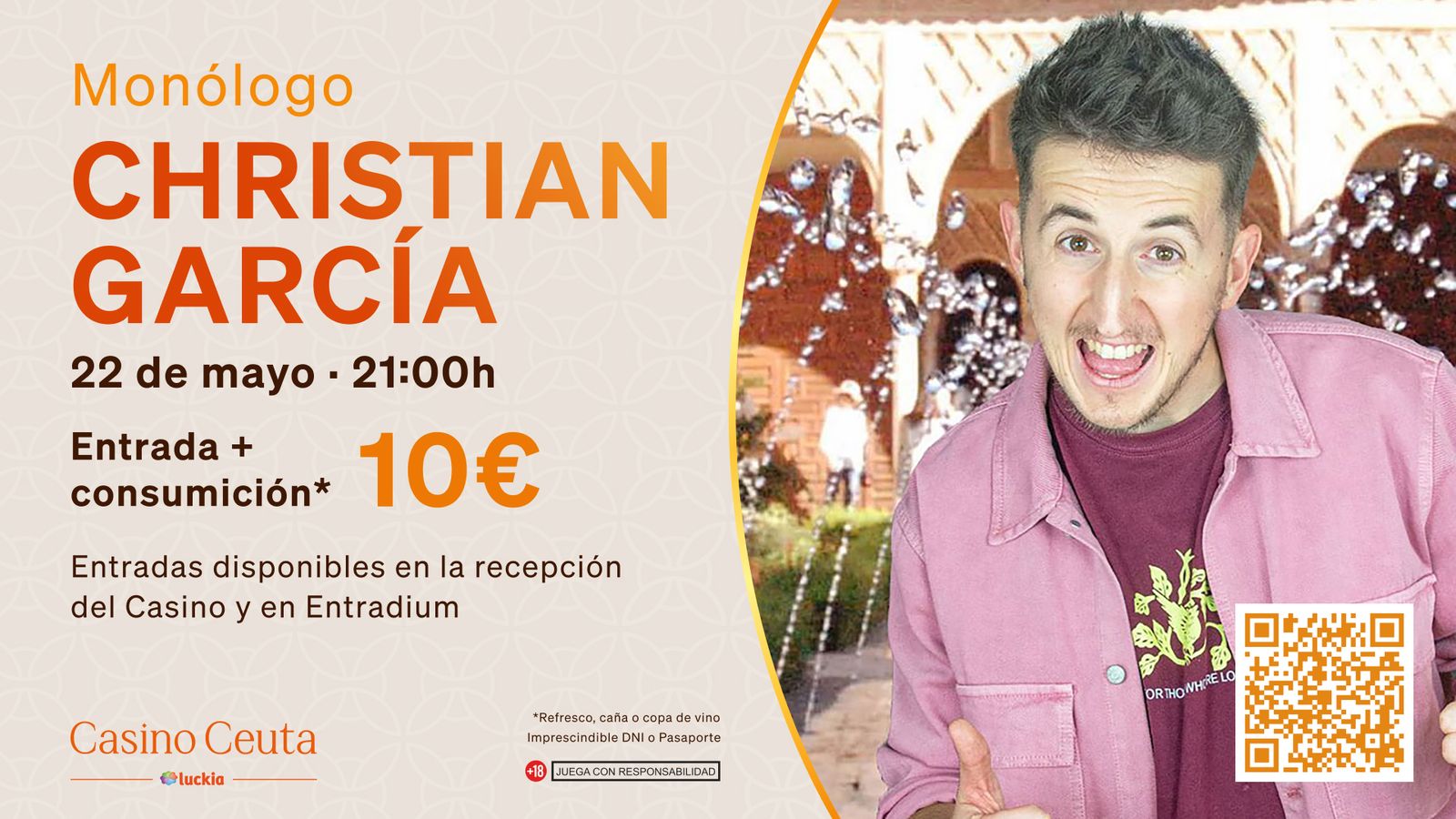 Cartel que anuncia el monólogo de Christian García.
