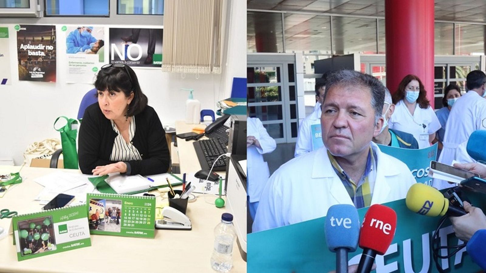 Los representantes de CEMSATSE, Elisabeth Muñoz y Enrique Roviralta