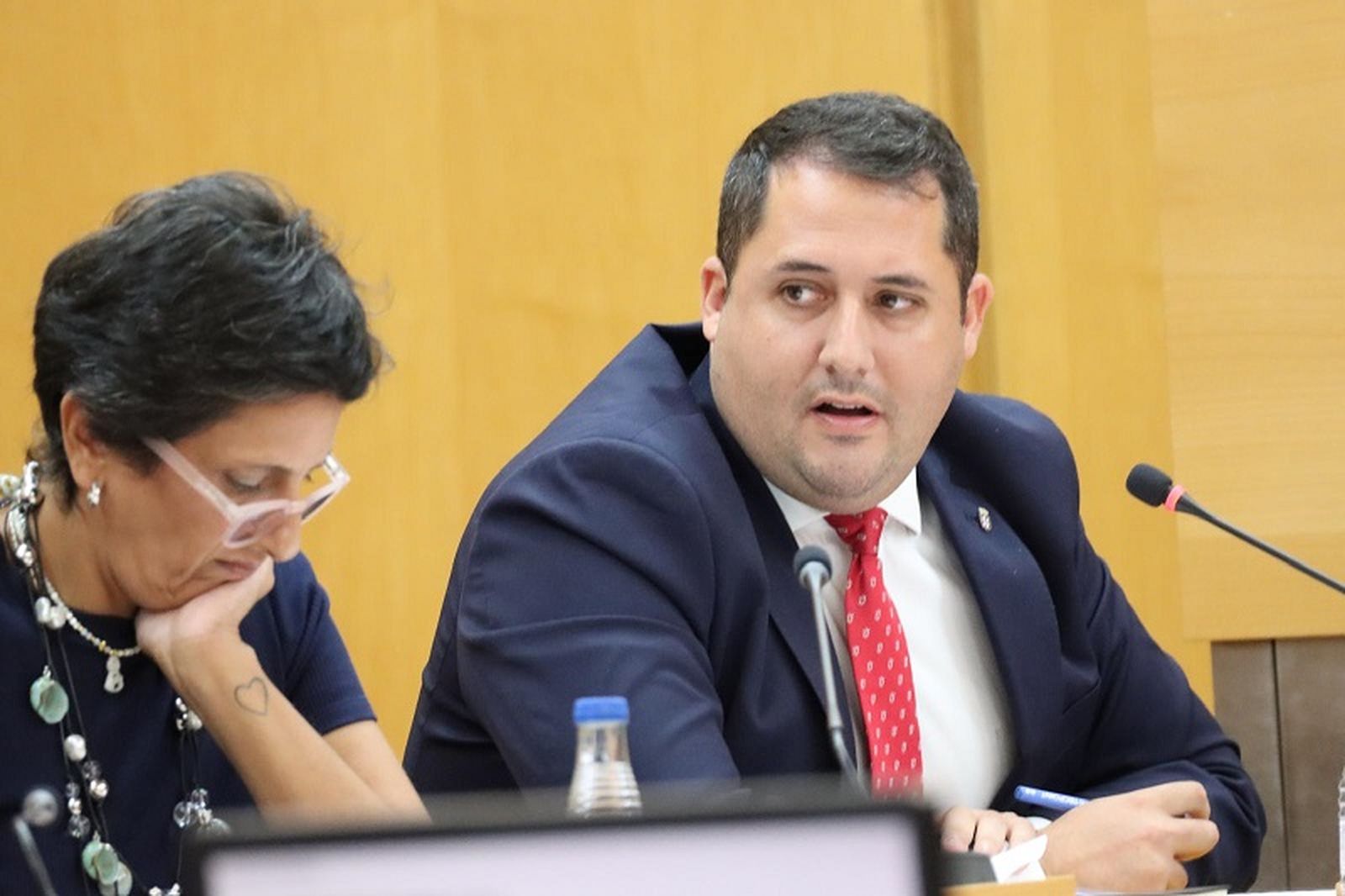 El portavoz del Gobierno, Alejandro Ramírez, este jueves durante el Pleno de la Asamblea. / FOTO REDUAN