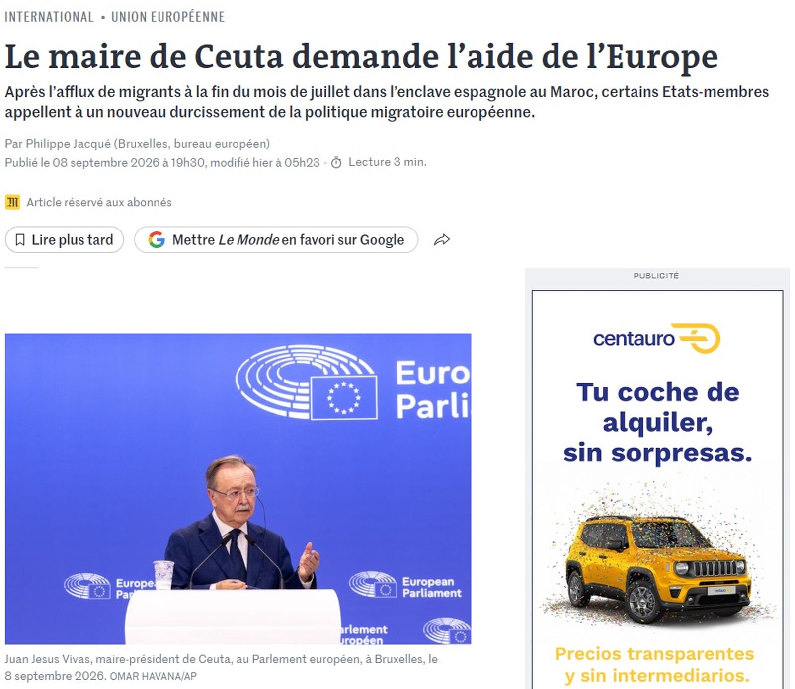 La prensa internacional destaca la presencia de Vivas en Bruselas