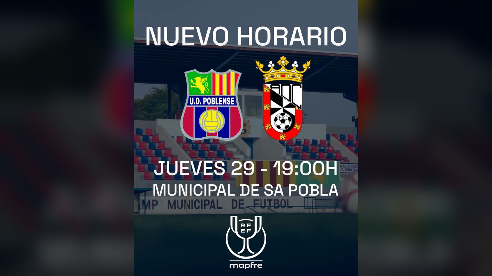 Cartel del nuevo horario para la eliminatoria del Ceuta