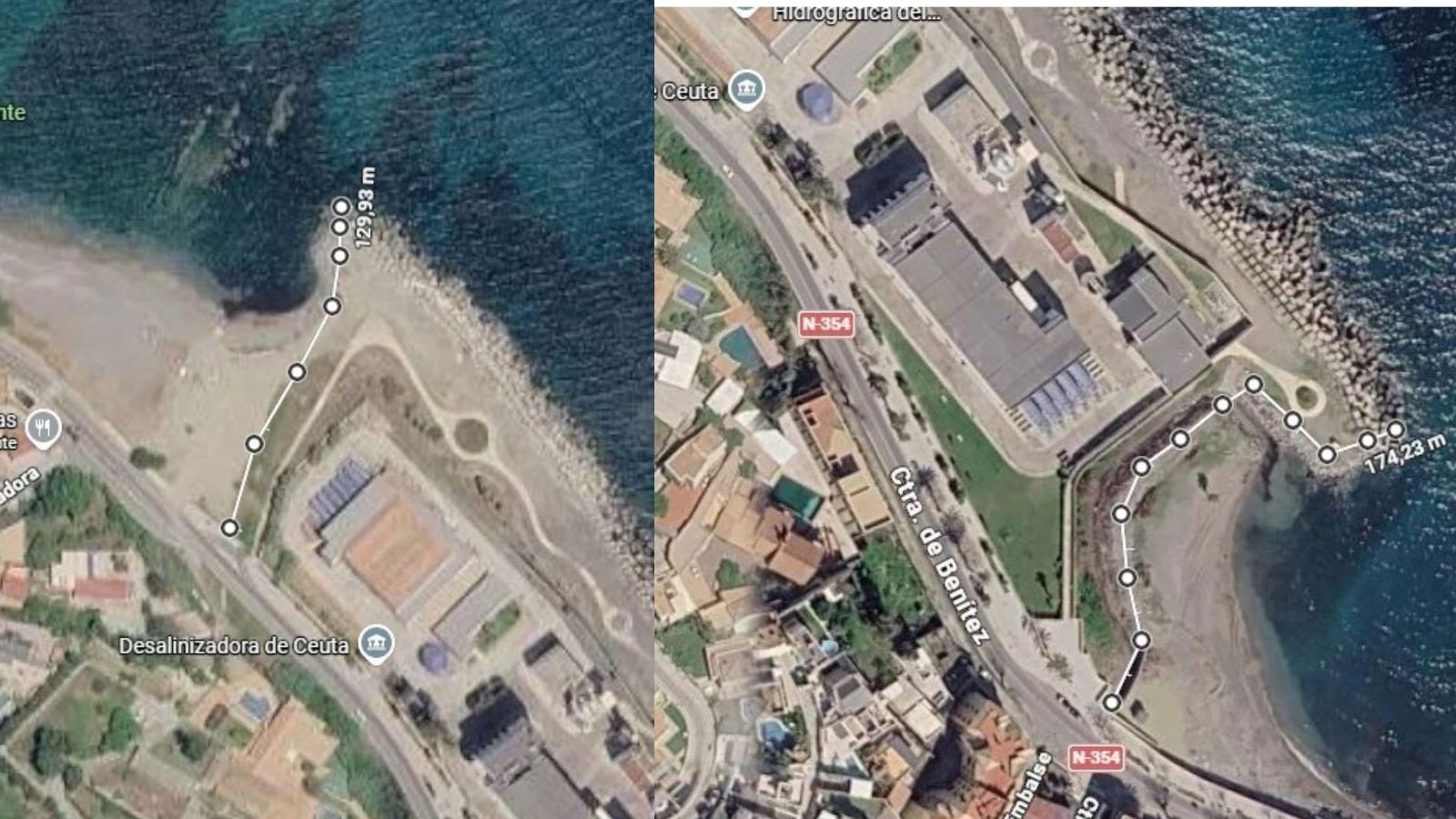 Plano donde se delimita la zona que se perimetrará en Benítez y el Trampolín