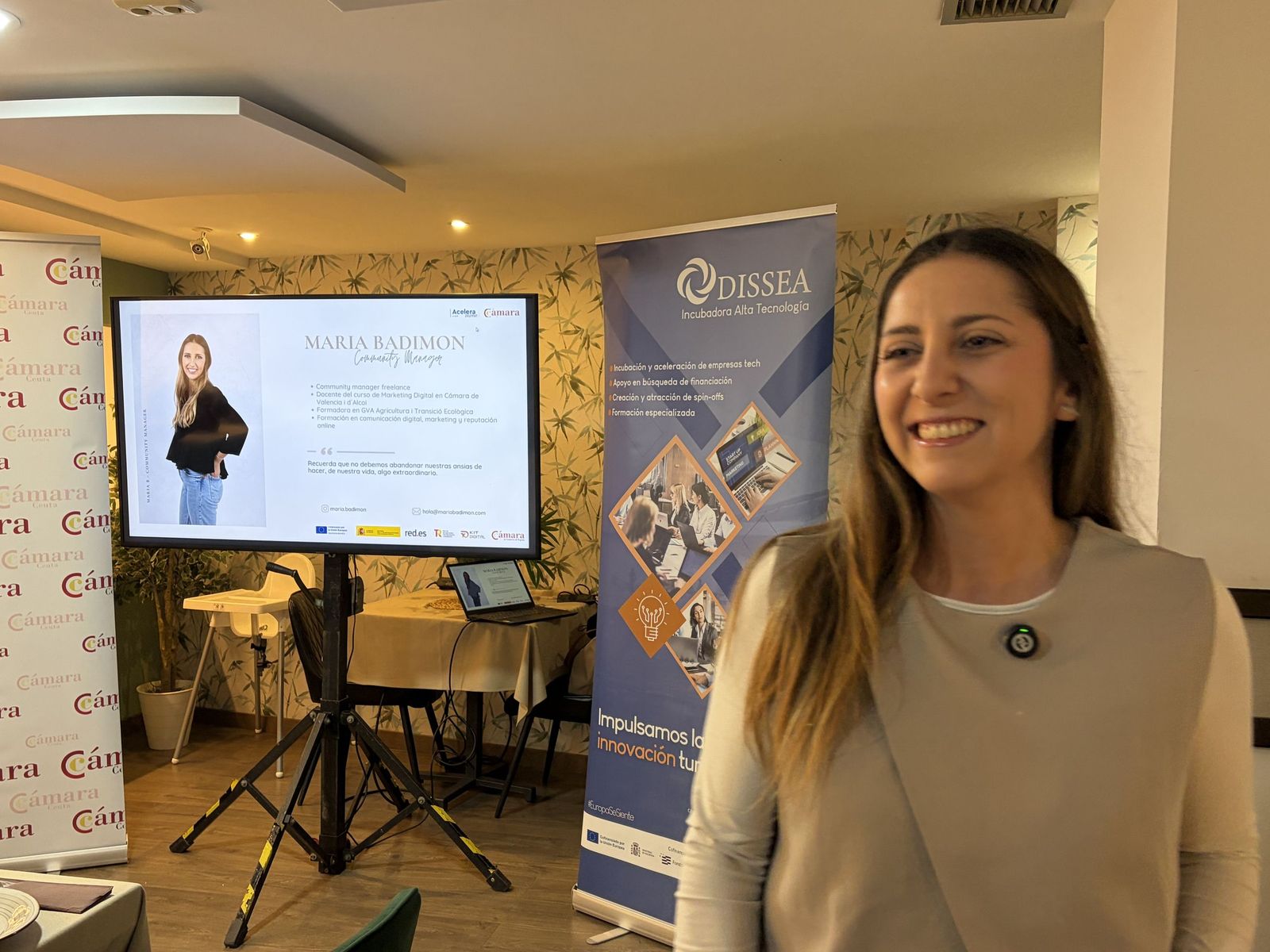 María Badimón este martes minutos antes de la ponencia.