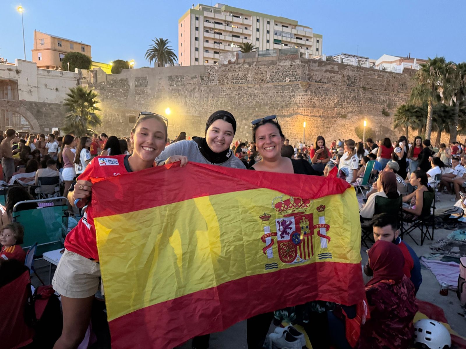 Imagen de los ceutíes celebrando el pase a la final del Mundial el pasado martes.