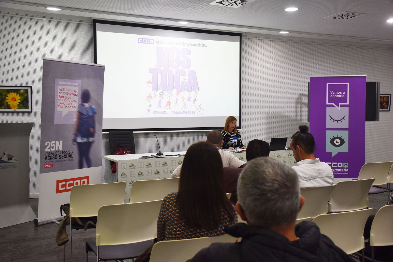 La secretaria de Igualdad de CCOO, Yolanda Díaz, durante la presentación de la campaña por el 25N