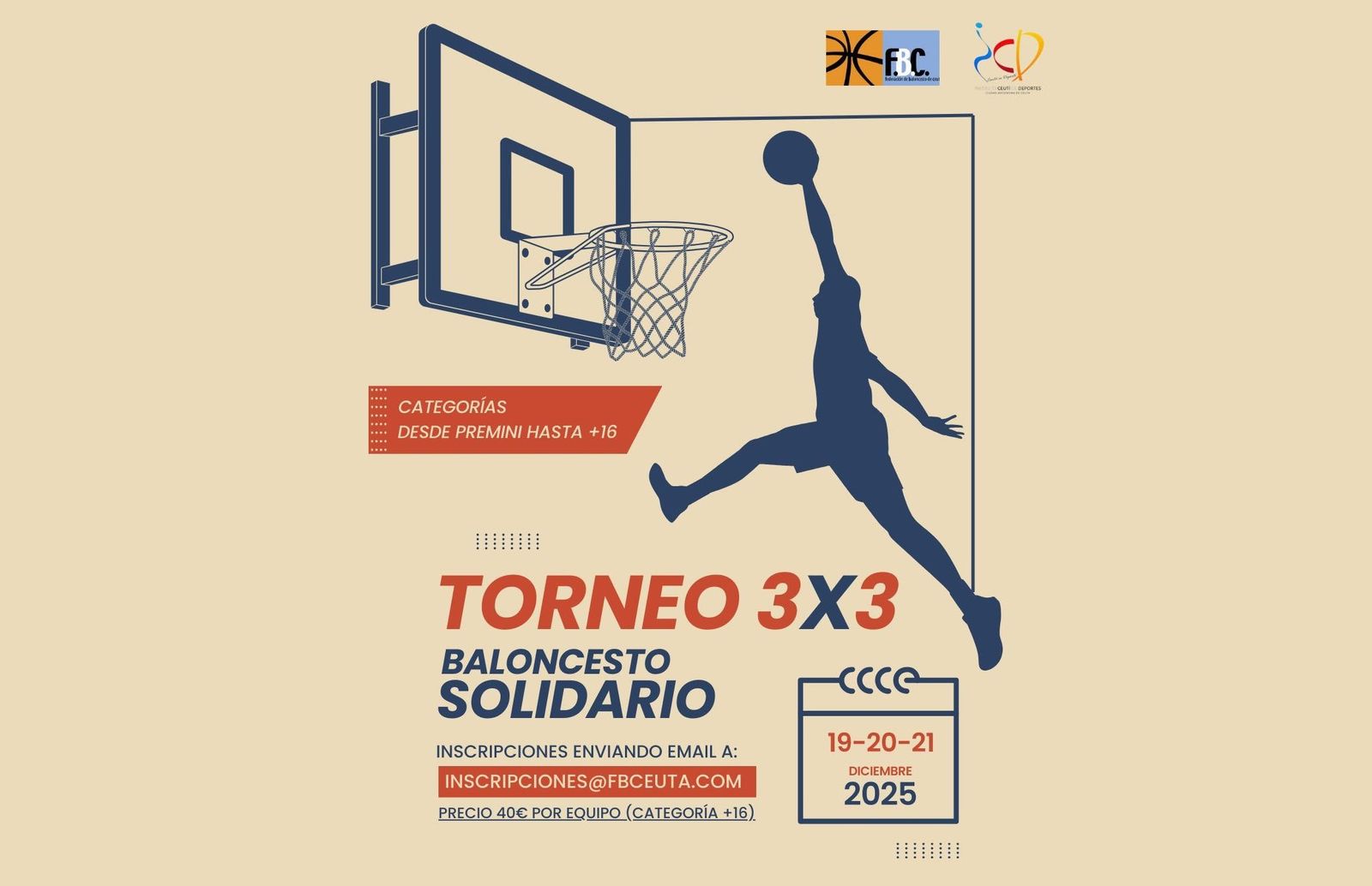 La Federación de Baloncesto de Ceuta celebra la Navidad con el 'Torneo Solidario 3x3'