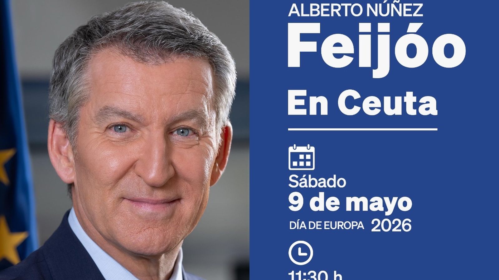El cartel anunciando la visita de Feijóo