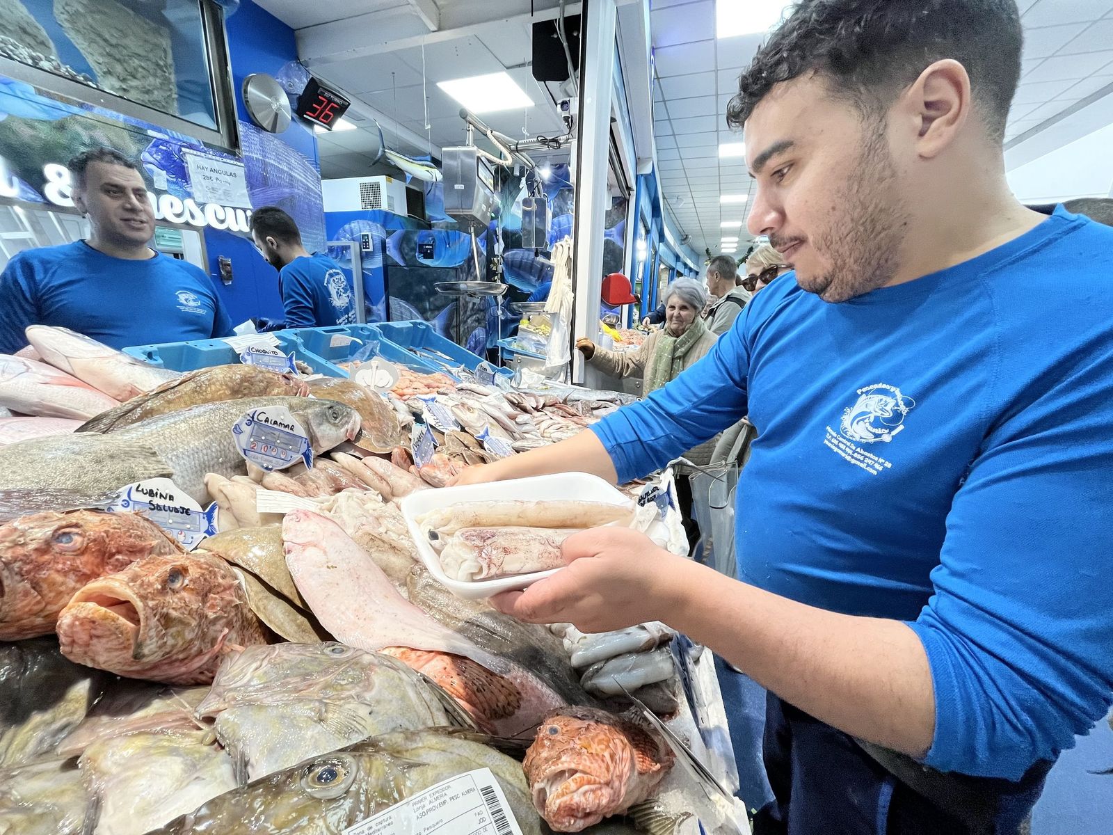 Imágenes de la pescadería de Younes en el Mercado Central.