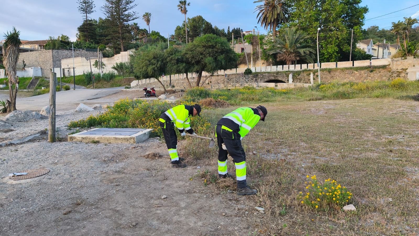 Trabajo de desbroce y limpieza en las playas