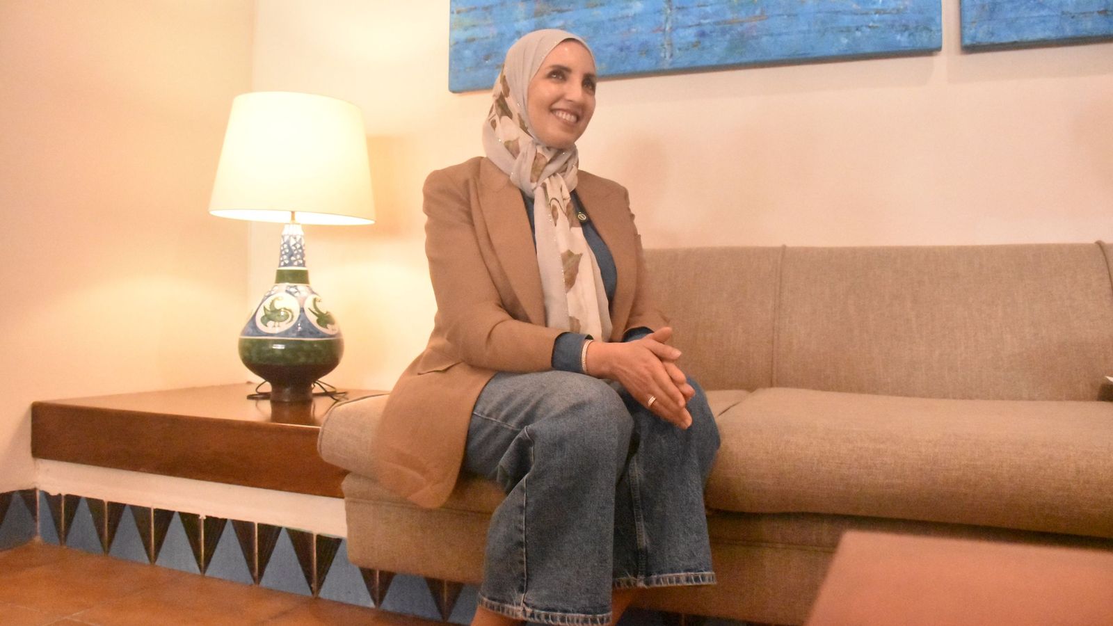 La líder del MDyC sonriendo durante la conversación con este diario