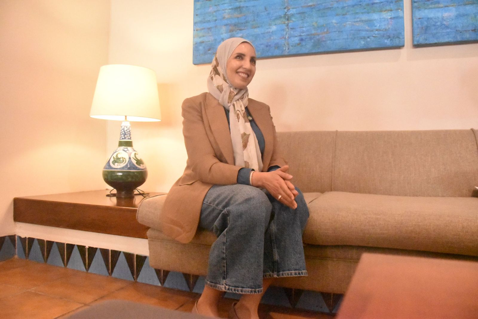 La líder del MDyC, Fatima Hamed durante una conversación con este diario