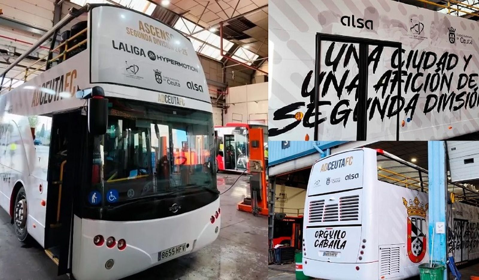 Este es el autocar que llevará al equipo por toda la ciudad hasta el Alfonso Murube.