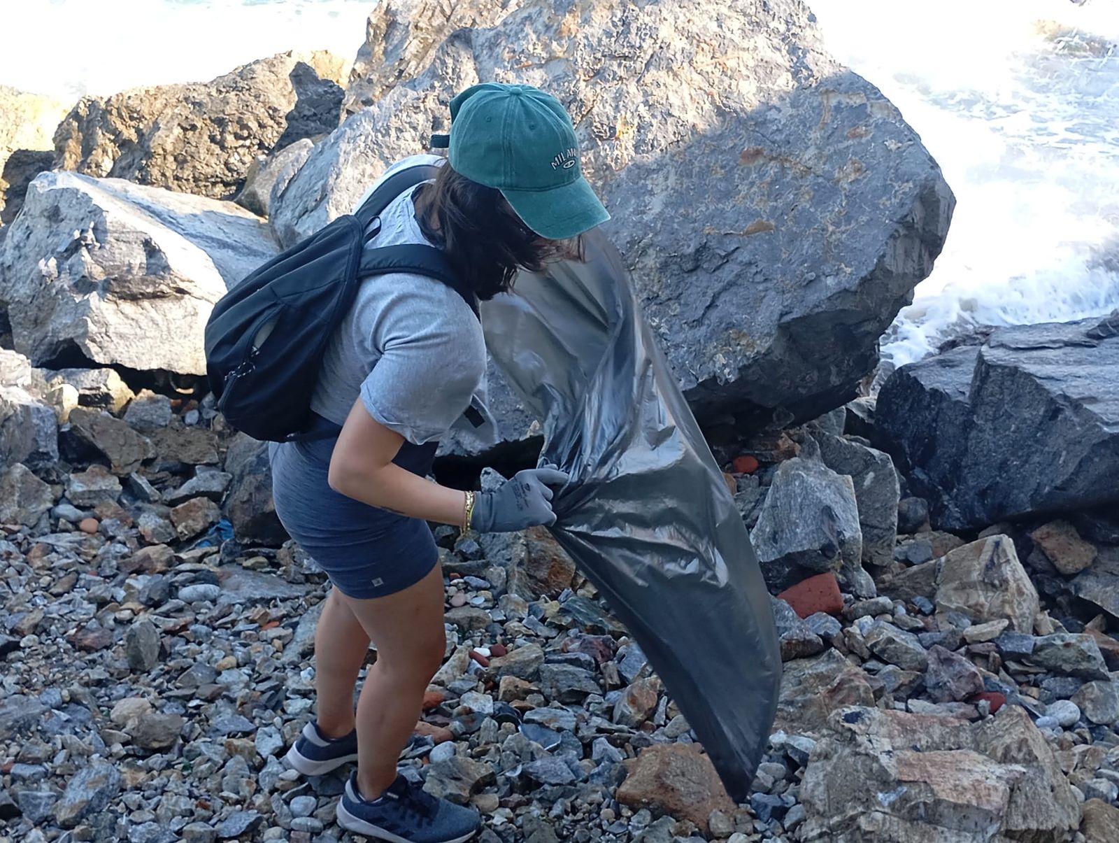 Bonita mañana ecológica en la playa de San Amaro