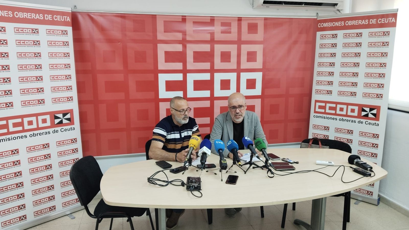 Un momento de la rueda de prensa celebrada esta mañana en la sede de CCOO