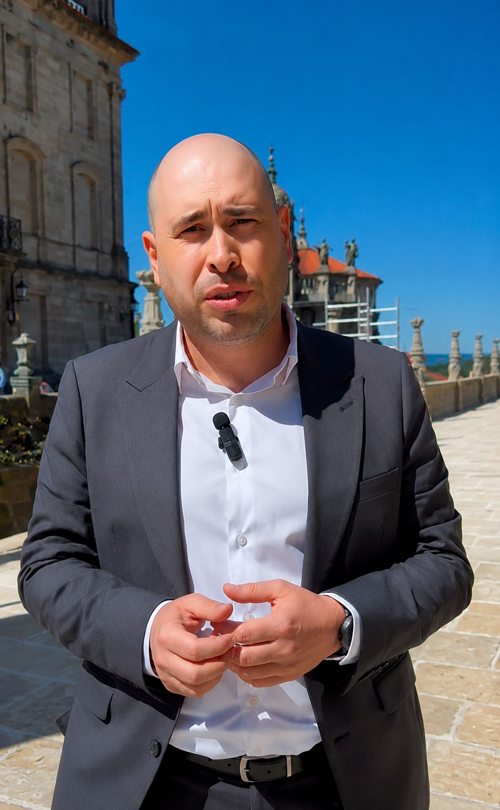 El delegado del Gobierno en Ceuta, Miguel Ángel Pérez Triano, al término de la reunión de la CICAPE en Santiago de Compostela