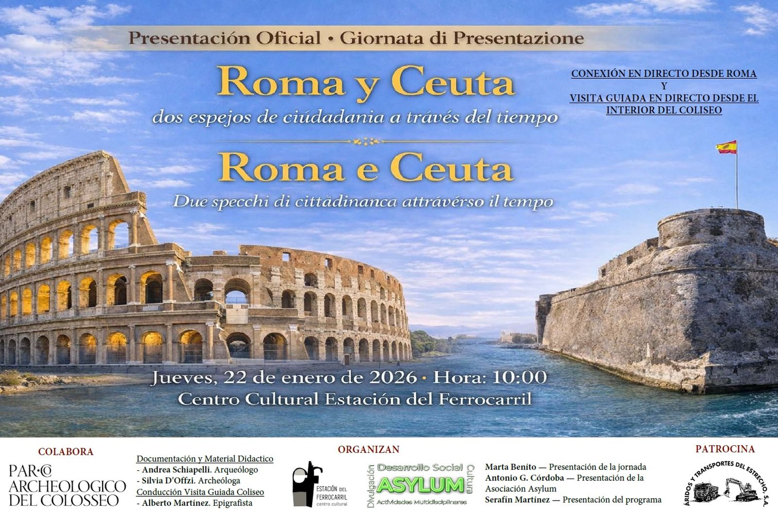 Ceuta y el Coliseo de Roma se conectarán en directo para liderar un diálogo cultural único